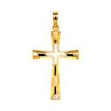 Dije (cruz hueco) en oro tres tonos 10kt.