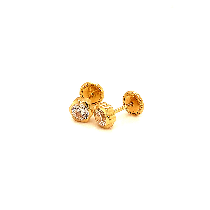 Aretes (flor) para bebés en oro amarillo 10kt.