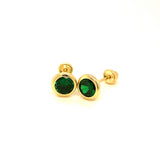 Aretes con circones en oro amarillo 14kt. (Mayo)