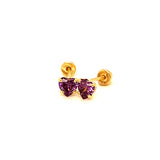 Aretes para Bebes (corazón) con circones en oro amarillo 14kt. (Febrero)