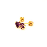 Aretes para Bebes (corazón) con circones en oro amarillo 14kt. (Febrero)