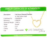(LD) Collar (corazón) con diamantes de laboratorio en oro amarillo 14kt. 43cm
