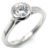 (LD) Anillo con diamante de laboratorio en oro blanco 14kt. D-1.17CTS.