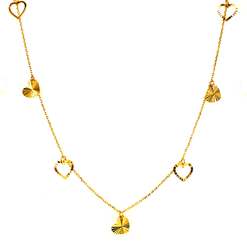 Collar (corazones) en oro amarillo 10kt.