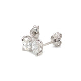 (LD) Aretes con diamantes de laboratorio en oro blanco 14kt. D-1.03Cts.
