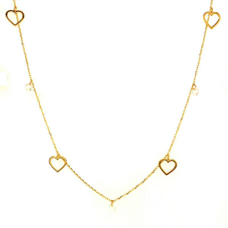 Collar (corazones) en oro amarillo 10kt.