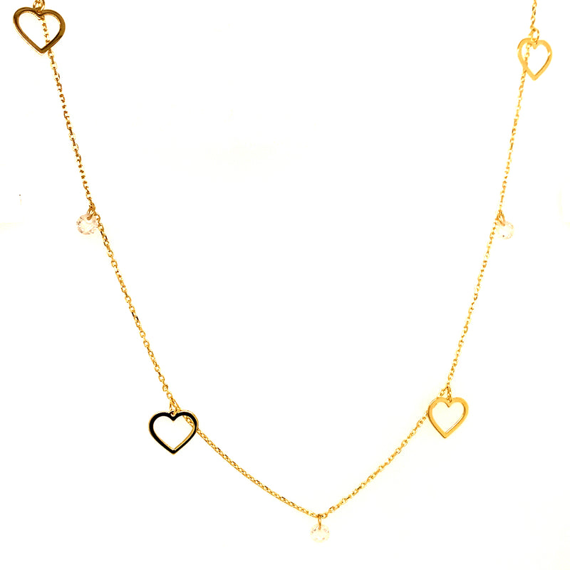 Collar (corazones) en oro amarillo 10kt.