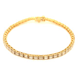 (LD) Pulsera (tennis) con diamantes de laboratorio en oro amarillo 14kt. D-4.40CTS.