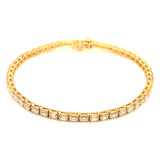 (LD) Pulsera (tennis) con diamantes de laboratorio en oro amarillo 14kt. D-4.40CTS.