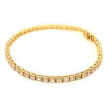 (LD) Pulsera (tennis) con diamantes de laboratorio en oro amarillo 14kt. D-4.40CTS.