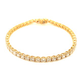 (LD) Pulsera (tennis) con diamantes de laboratorio en oro amarillo 14kt. D-7.10CTS.