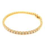 (LD) Pulsera (tennis) con diamantes de laboratorio en oro amarillo 14kt. D-7.10CTS.