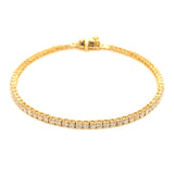 (LD) Pulsera (tennis) con diamantes de laboratorio en oro amarillo 14kt. D-2.80CTS.