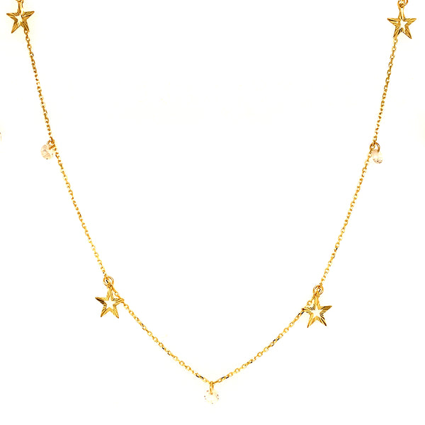 Collar (estrellas y circones) en oro amarillo 10kt.