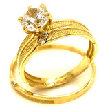 Trío de anillos con circones en oro amarillo 10kt.