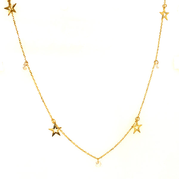 Collar (estrellas y circones) en oro amarillo 10kt.