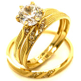 Trío de anillos con circones en oro amarillo 10kt.