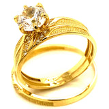 Trío de anillos con circones en oro amarillo 10kt.
