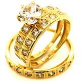 Trío de anillos con circones en oro amarillo 10kt.
