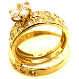 Trío de anillos con circones en oro amarillo 10kt.