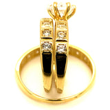 Trío de anillos con circones en oro amarillo 10kt.