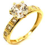 Trío de anillos con circones en oro amarillo 10kt.