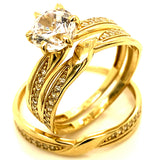 Trío de anillos con circones en oro amarillo 10kt.