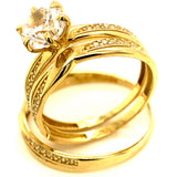 Trío de anillos con circones en oro amarillo 10kt.
