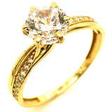 Trío de anillos con circones en oro amarillo 10kt.