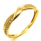 Trío de anillos con circones en oro amarillo 10kt.