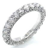 (LD) Banda con diamantes de laboratorio en oro blanco 14kt. D-2.38CTS.