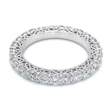 (LD) Banda con diamantes de laboratorio en oro blanco 14kt. D-2.38CTS.