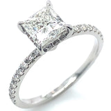 (LD) Anillo con diamantes de laboratorio en oro blanco 14kt. D-1.32CTS.