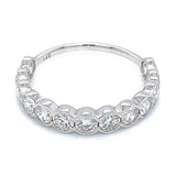 (LD) Banda con diamantes de laboratorio en oro blanco 14kt. D-1.40CTS.