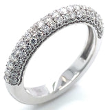 (LD) Banda con diamantes de laboratorio en oro blanco 14kt. D-0.70CTS.