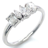 (LD) Anillo con diamantes de laboratorio en oro blanco 14kt. D-0.76CTS.