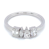 (LD) Anillo con diamantes de laboratorio en oro blanco 14kt. D-0.76CTS.