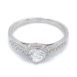 (LD) Anillo con diamantes de laboratorio en oro blanco 14kt. D-0.56CTS.