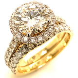 (LD) Set de anillos con diamantes de laboratorio en oro amarillo 14kt.D-3.33CTS.