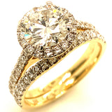 (LD) Set de anillos con diamantes de laboratorio en oro amarillo 14kt.D-3.00CTS.