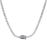 (LD) Collar (tennis) con diamantes de laboratorio en oro blanco 14kt. 45CM D-10.15CTS.