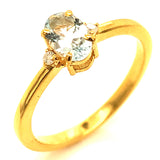 Juego con aguamarina y diamantes en plata 925 ba–ado oro amarillo. 45cm