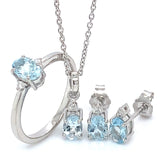 Juego con aguamarina y diamantes en plata 925. 45cm
