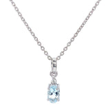 Juego con aguamarina y diamantes en plata 925. 45cm