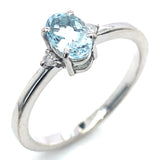 Juego con aguamarina y diamantes en plata 925. 45cm
