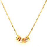 Collar de bolitas en oro tres tonos 10kt. 45cm