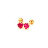 Aretes para Bebes (corazón) con circones en oro amarillo 14kt. (Julio)