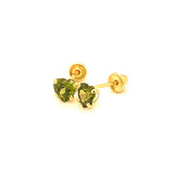Aretes para Bebes (corazón) con circones en oro amarillo 14kt. (Agosto)