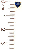 Aretes (corazón) con circones en oro amarillo 14kt. (Septiembre)