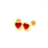 Aretes para Bebes (corazón) con circones en oro amarillo 14kt. (Enero)